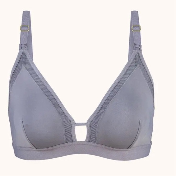 Lively Mesh Trim Charcoal Grey Mesh On The Go Nursing Lightweight Bralette SZ M - Picture 1 of 11